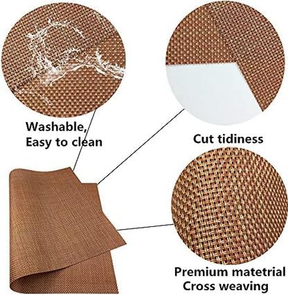 WAZAIGUR Placemats Crisscross Woven Vinyl Place Mats Set of 6 Rust Red