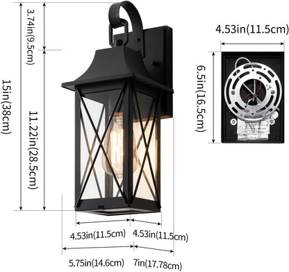 mirrea 15-inch Outdoor Porch Wall Light for House, Waterproof Exterior Sconce for Patio, Wall Mount Lighting Fixture for Front Door, Permanent Outside Lamp for Garage, Matte Black, Set of 2