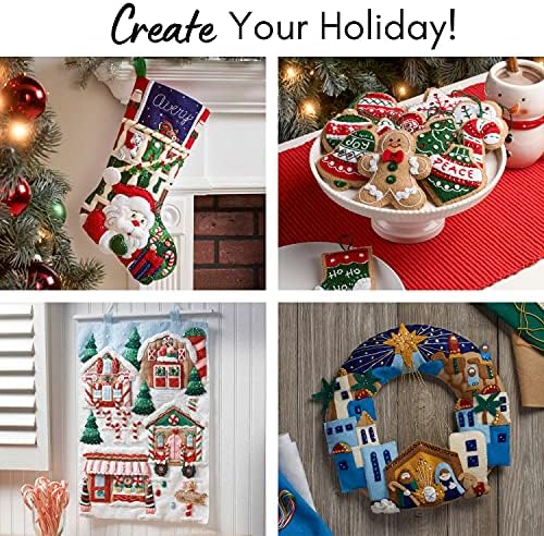Bucilla 89220E Felt Applique Christmas Wall Hanging Kit, 16" x 22", Away in The Manger