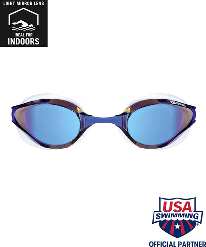 ARENA Unisex Python Racing Swim Goggles for Men and Women Anti-Fog No Leak Max Comfort Dual Strap, Mirror/Non-Mirror Lens