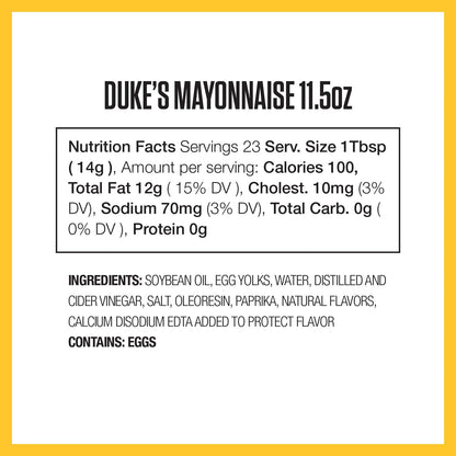 Duke’s Real Mayonnaise Squeeze Bottle – Original Smooth & Creamy Taste, 11.5 Ounce (Pack of 6)