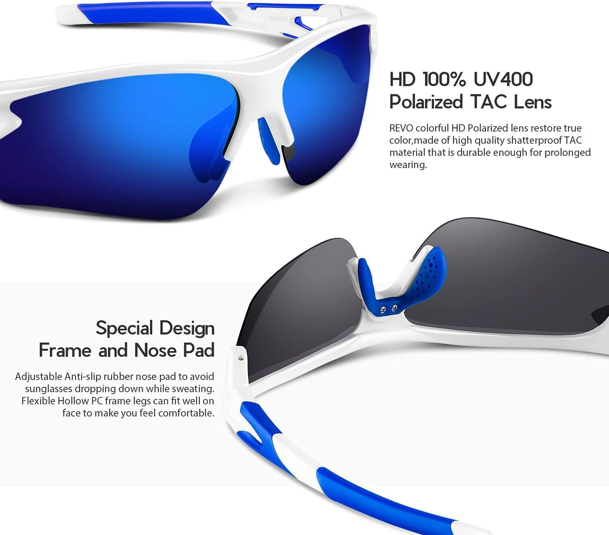 BEACOOL Polarized Sports Sunglasses for Men Women Youth Baseball Fishing Cycling Running Golf Motorcycle Tac Glasses UV400