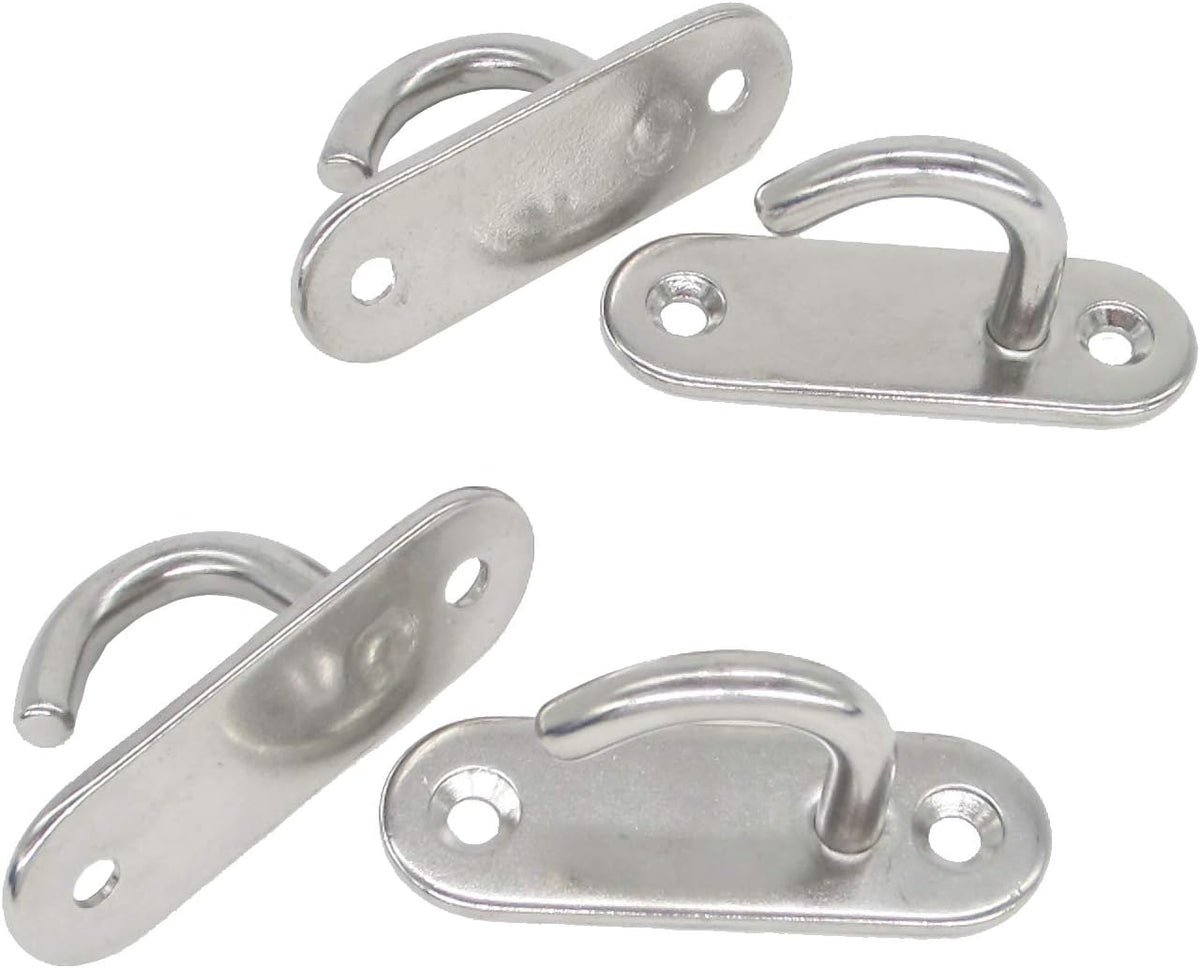 Stainless Steel Ceiling Hooks & Wall Hangers - Heavy Duty M6 Screw Mount, Rust-Proof Anchor Straps for Garage, Outdoor, Storage (4-Pack)