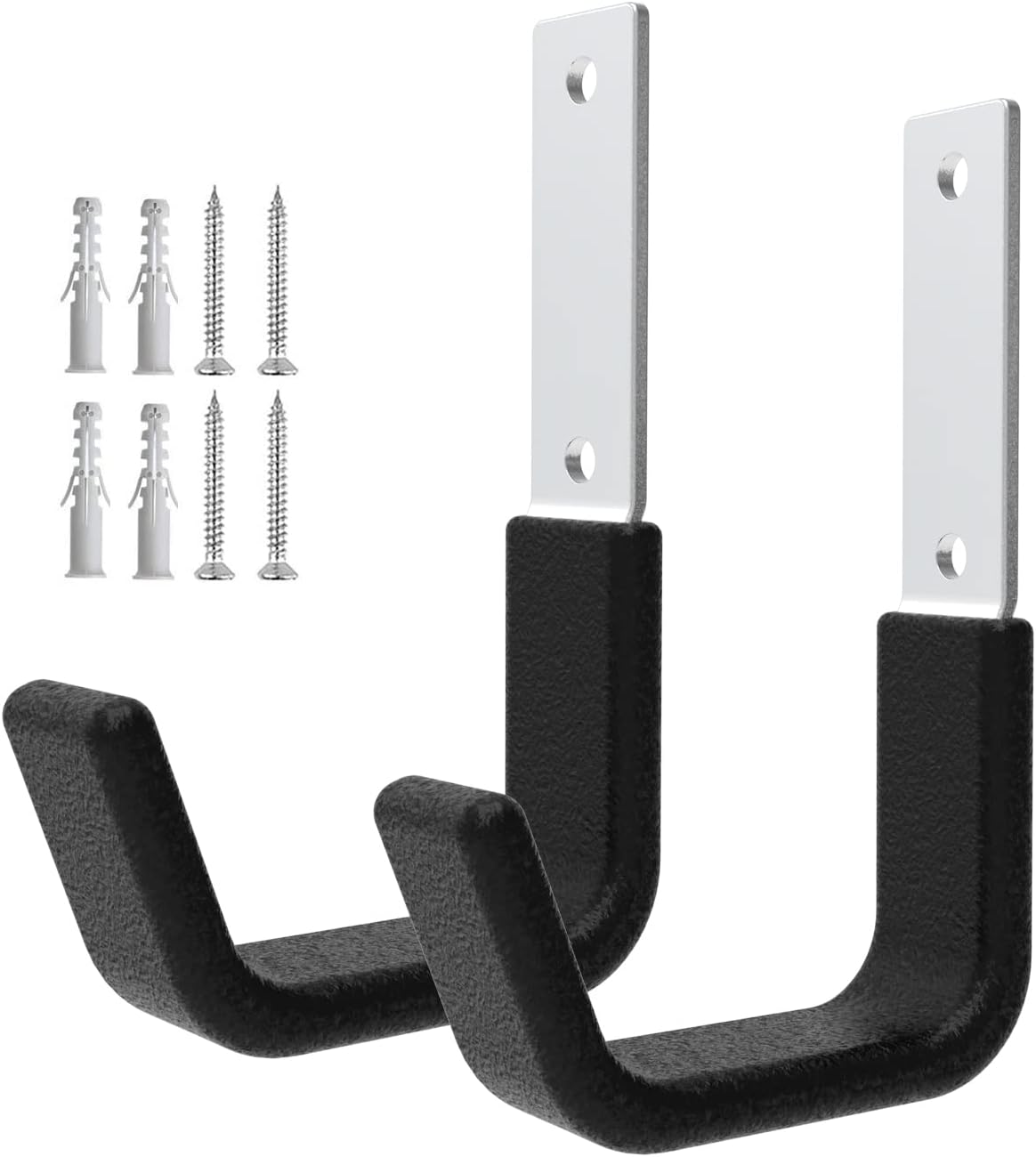 Heavy Duty Garage Utility Hooks - Wall Mount Multi-Use Storage Hooks for Hose, Bike, Chainsaw, Leaf Blower, Ladder Hanger (2 Small)