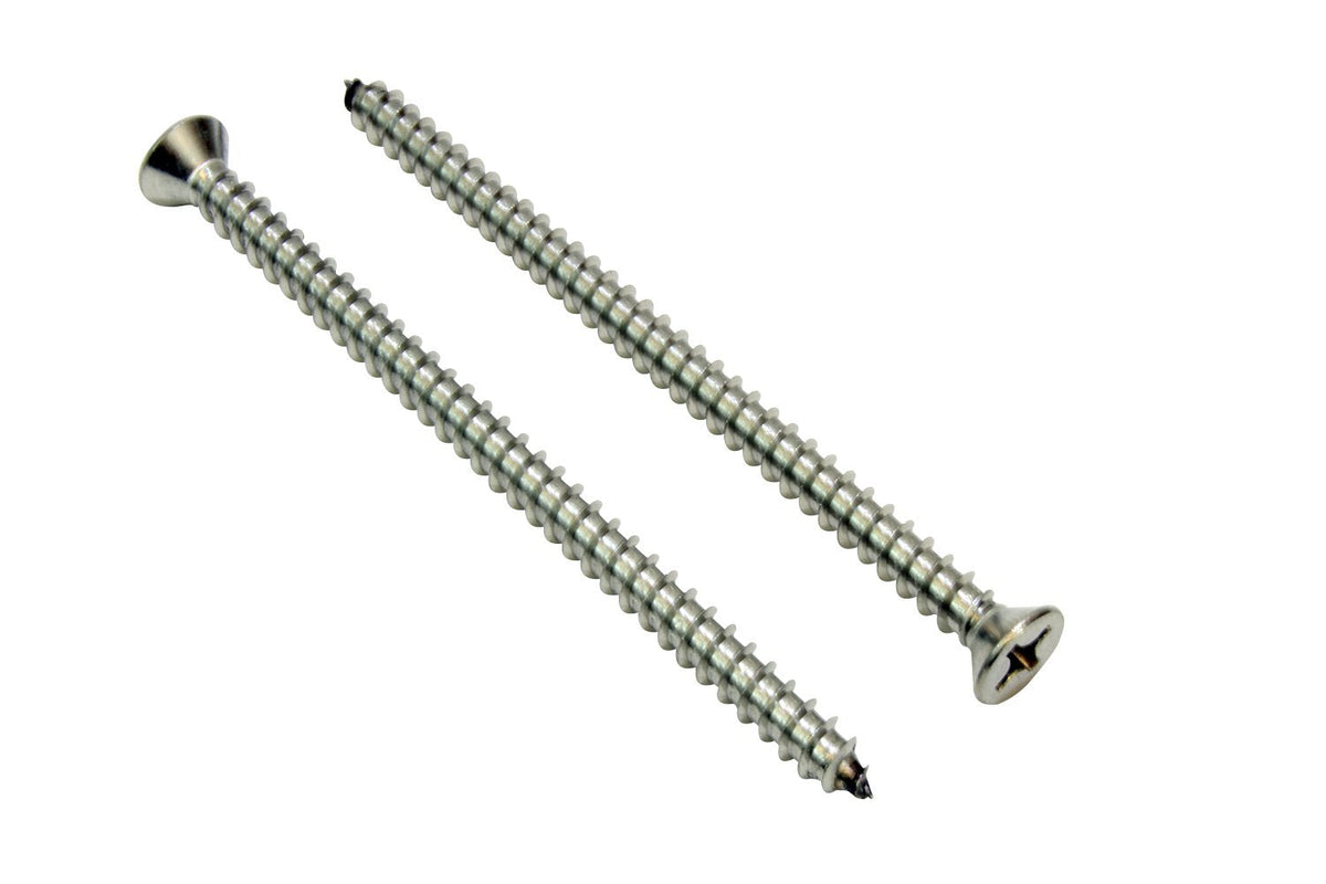 Bolt Dropper #12 X 3-1/2'' Stainless Steel Flat Head Phillips Wood Screw, (25 pc), 18-8 (304) Stainless Steel Sheet Metal Screws - Type A Point, Plain Finish