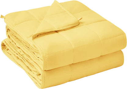 yescool Weighted Blanket for Adults (25 lbs, 60" x 80", Yellow) Cooling Heavy Blanket for Sleeping Perfect for 240-260 lbs, Queen Size Breathable Blanket with Premium Glass Bead, Machine Washable