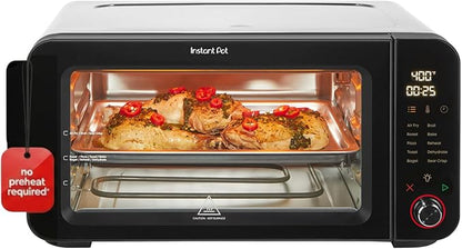 Instant Pot No Preheat Required* 6-Slice Air Fryer Toaster Oven with InstantHeat Technology, 10-in-1, Air Fry, Roast, Bake, Sear Crisp, Toast, Bagel, Broil, Dehydrate, Reheat, and Make Pizza