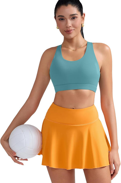 RUNNING GIRL Sports Bra for Women, Criss-Cross Back Padded Strappy Sports Bras Medium Support Yoga Bra with Removable Cups