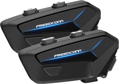 FreedConn FX Plus Motorcycle Helmet Bluetooth Headset, Auto-Join Mesh Network, 16 Riders Intercom Motorcycle Communication Systems with CVC and AI Noise Cancellation for Group Ride, 2 Pack
