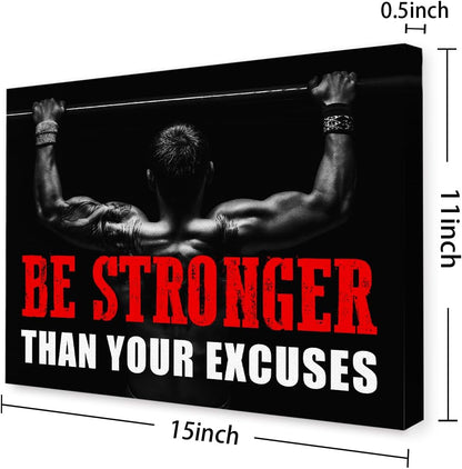 Inspirational Gym Wall Decor,Fitness Quotes Wall Art,Be Stronger Than Your Excuses Canvas Wall Decor for Home Gym