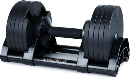 Adjustable Dumbbell (Single) by ROBURFLEX for Workout Strength Training Fitness Home Gym