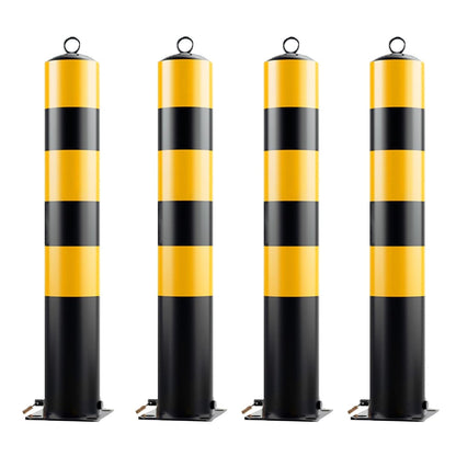 Steel Safety Bollard Post, with Lock Bollard Post Removable Security Posts, Parking Bollards, Parking Barriers Concrete, Powder Coat, for Parking Lot, Driveway and Sidewalk(Black (4pcs),75cm/29.5in)