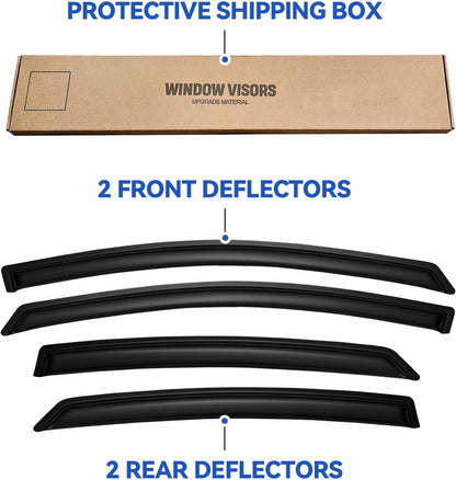 Window Visors Rain Guards for 2013 2014 2015 2016 2017 2018 2019 2020 Ford Fusion, Out-Channel Window Vent Wind Deflectors Visors Shades for 13-20 Fusion