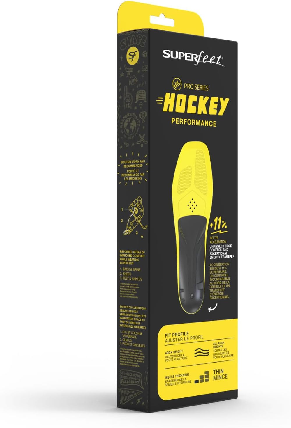 Superfeet Hockey Performance Insoles - Carbon Fiber Inserts for Hockey Skates - Professional Grade