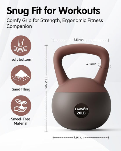 Soft Kettlebell - Cushioned Impact-Resistant Base and Anti-Slip, Kettle bell Anti-Slip Grip Weight for Home Workouts, Safe Strength Training Kettlebells Sets for Women & Men, With Non-slip Gloves