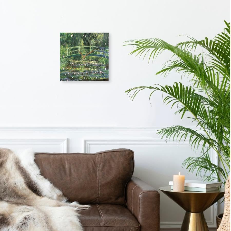 3dRose Wall Clock Silent - 13 inch - Water Lilies and Japanese Bridge by Claude Monet 1899 - BLN Claude Monet Collection