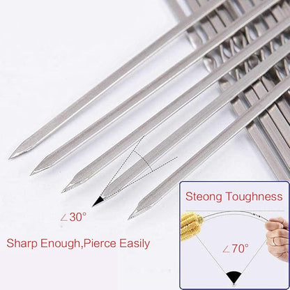 Metal Skewer for Grilling,Kabob Skewer,Flat BBQ Barbecue Skewer,Grilling Skewers Set,Reusable BBQ (15" skewers(16 pack))