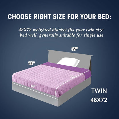 yescool Weighted Blanket for Adults (17 lbs, 48" x 72", Purple) Cooling Heavy Blanket for Sleeping Perfect for 110-130 lbs, Twin Size Breathable Blanket with Premium Glass Bead, Machine Washable