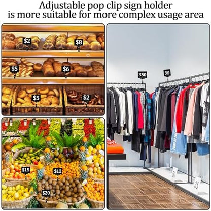 20Pack Mini Chalkboard Signs with Rotatable Clip, Erasable Double Sided Blackboard Clips Plastic Merchandise Sign Display Clip Holder for Food, Store Signs Displays (Black)