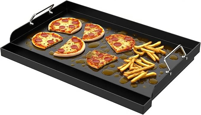 DcYourHome Universal 25" x 16" Stovetop Griddle for Gas Grill/Gas Stove, Nonstick Carbon Steel Large Griddle Pan for All Gas/Charcoal Grills Flat Top Plate, Plancha Para Cocinar, Stove Top Skillet Pan