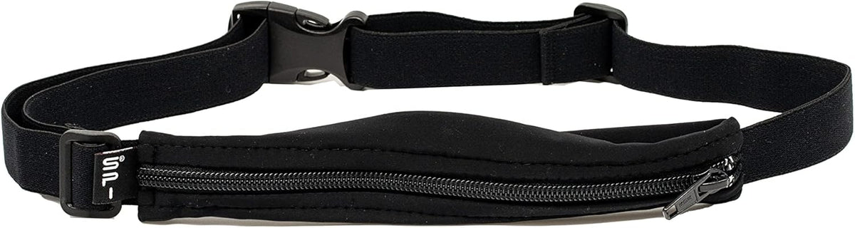 SPIbelt Running Belt for Women Men, Phone Holder for Running, Running Fanny Pack, Holder for Phone, Running Waist Pack, Adjustable Waist, [Fits All Phones]. No Logo Band, Black with Black Zipper