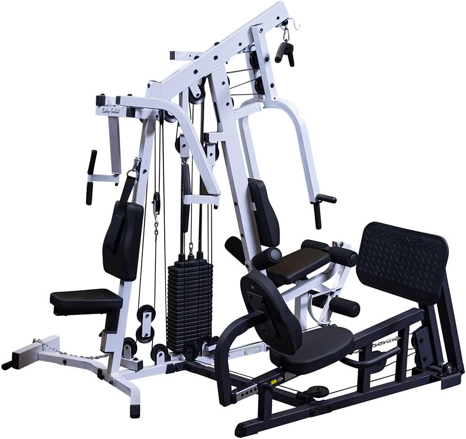 Body-Solid (EXM2500LPS) Multi-Station Home Gym Machine, Arm & Leg Strength Training Functional Exercise Workout Station, 210lbs. Weight Stack with Leg Press