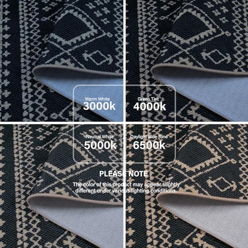 Lahome Boho Western Balcony Rug, Black 3x5 Washable Entryway Rug