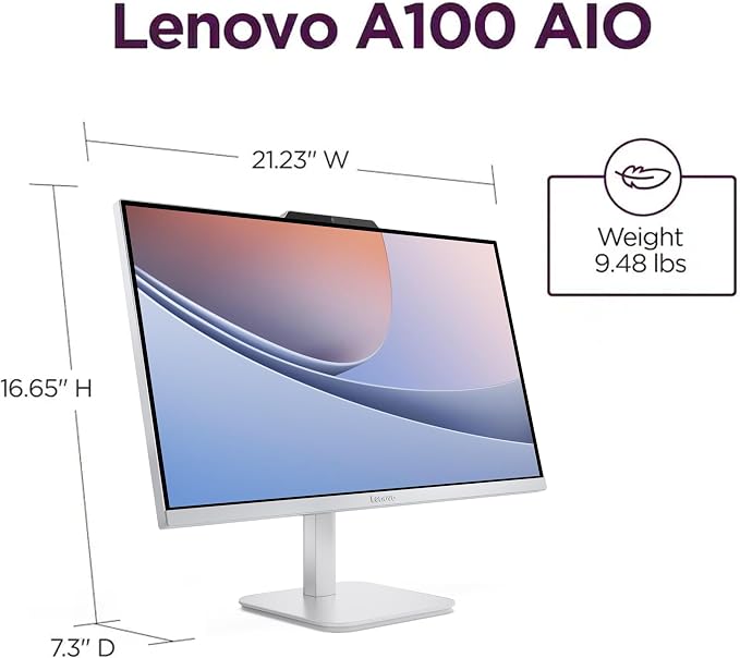 Lenovo 24" FHD All-in-One Desktop Computer for Home & Office, Intel Processor, 8GB RAM, 256GB PCIe SSD, HDMI, WiFi 6, Bluetooth 5.2, Business AIO, Vent-Hear, Wireless Keyboard & Mouse, Windows 11