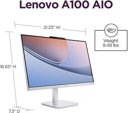 Lenovo 24" FHD All-in-One Desktop Computer for Home & Office, Intel Processor, 8GB RAM, 256GB PCIe SSD, HDMI, WiFi 6, Bluetooth 5.2, Business AIO, Vent-Hear, Wireless Keyboard & Mouse, Windows 11