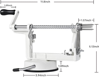 Apple Peeler Corer, Long lasting Chrome Cast Magnesium Alloy Apple Peeler Slicer Corer with Stainless Steel Blades and Powerful Suction Base for Apples and Potato(White)