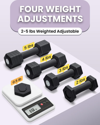 Adjustable Dumbbells Set, 4 in 1 Hand Weights Set for Women Men 10 LB/ 12 LB Dumbbell Pair Each 2lbs 3lbs 4lbs 5lbs Weights Dumbbells Set with TPU Soft Rubber Handle for Home Gym Exercise Fitness