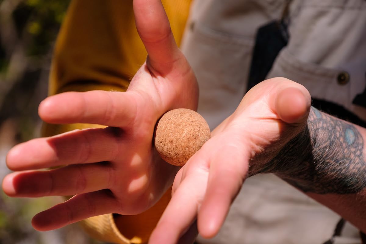 Travel Cork Massage Ball | Lightweight, Sustainable Alternative to Lacrosse Ball for Muscle Pain Relief (1.4 Inch (Pack of 2), Sanded Cork)