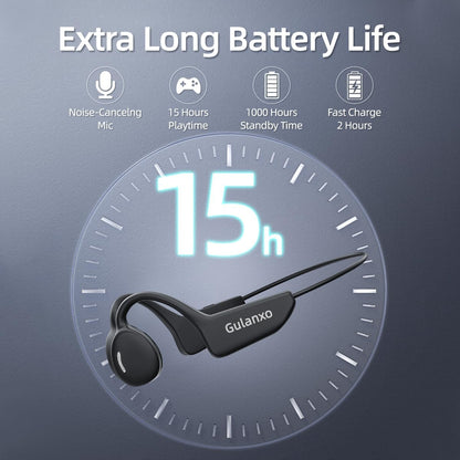 Open Ear Headphones, Open Wireless Earphones, 15HBluetooth Playback 5.3 Sports Earphones, Built-in Microphone, Suitable for Sports Running,Exercise (Deep Black)