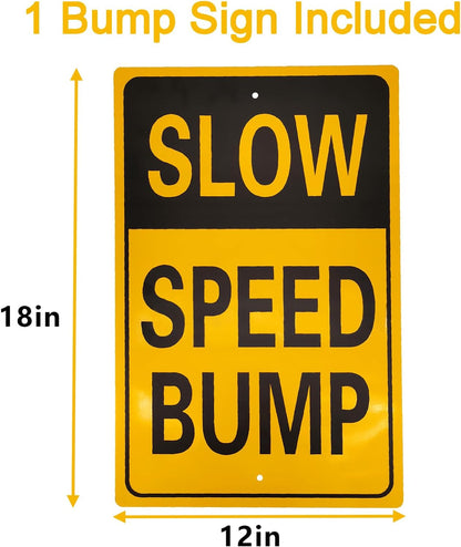 10ft Portable Speed Bump Plastic Humps with Slow Down Sign for Road Neighborhood Garage Parking Driveway