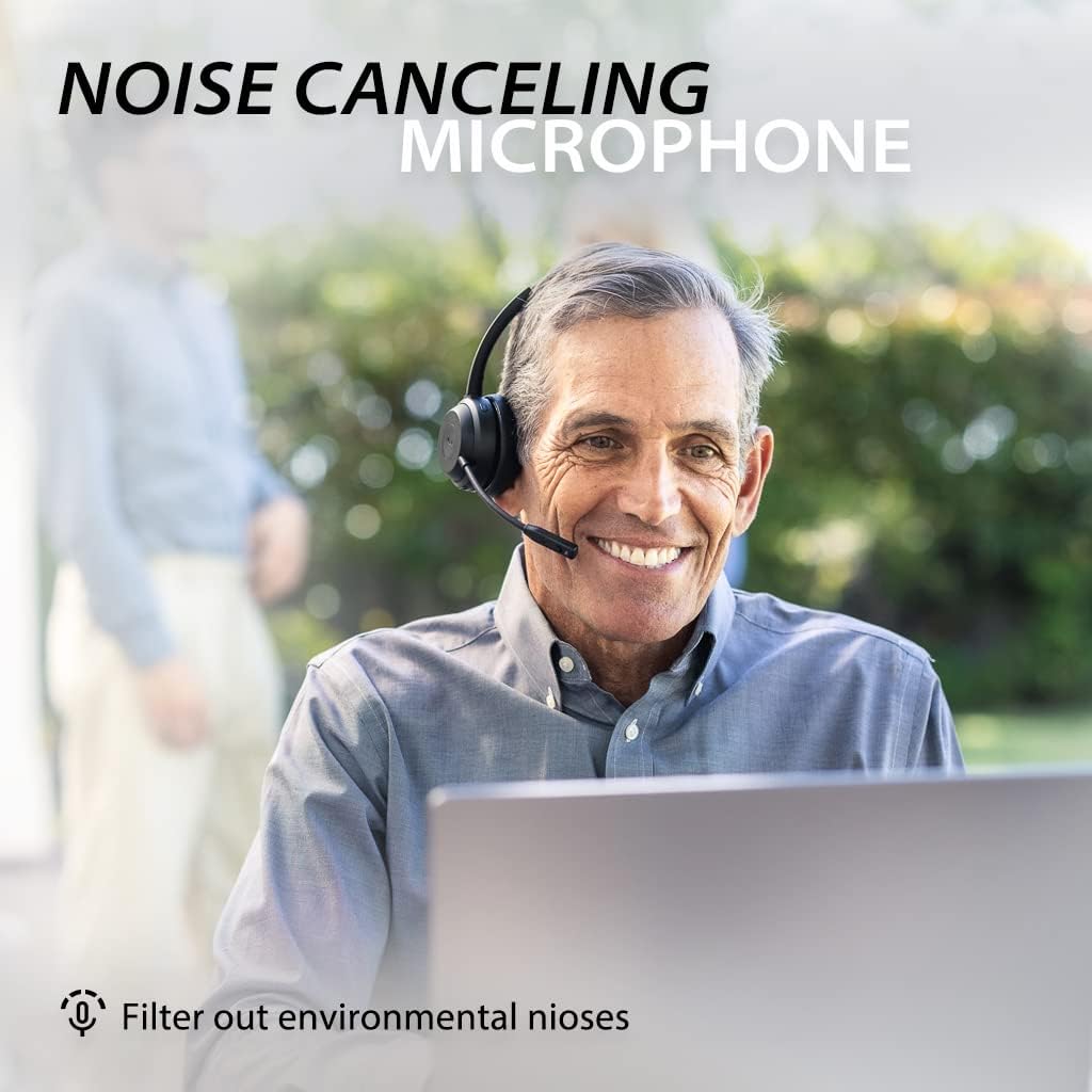 Alto Solo - Wireless Headset with Mic for Work with Qualcomm Bluetooth Solution, CVC Noise-Canceling for PC, Computer & Laptop, Charging Stand, Mute Button, Wired Headphones Option