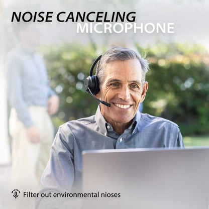 Alto Solo - Wireless Headset with Mic for Work with Qualcomm Bluetooth Solution, CVC Noise-Canceling for PC, Computer & Laptop, Charging Stand, Mute Button, Wired Headphones Option