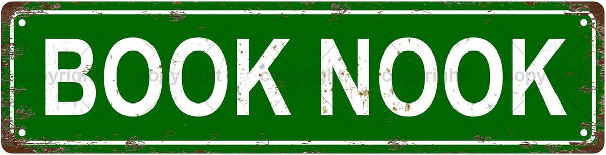BOOK NOOK Space Vintage Metal Tin Sign, Street Sign, Home Decor, Room Decor, Wall Decor, Bathroom Decor, Bar Decor, Cafe Decor, Garage Decor, 16 x 4 Inch