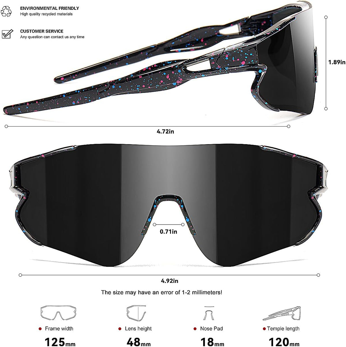 Kids Baseball Sunglasses for Boys Girls Youth Softball Cycling Sports Sunglasses UV400 Protection Age 5-12