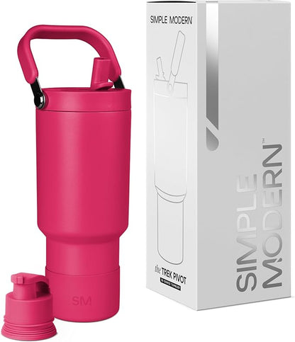 Simple Modern Trek Pivot | 30oz Flip Straw Tumbler with Handle | Water Bottle & Boot | Interchangeable Straw & Chug Lids | Insulated Stainless Steel Jug | Gym Sports Outdoors | Berry Twist