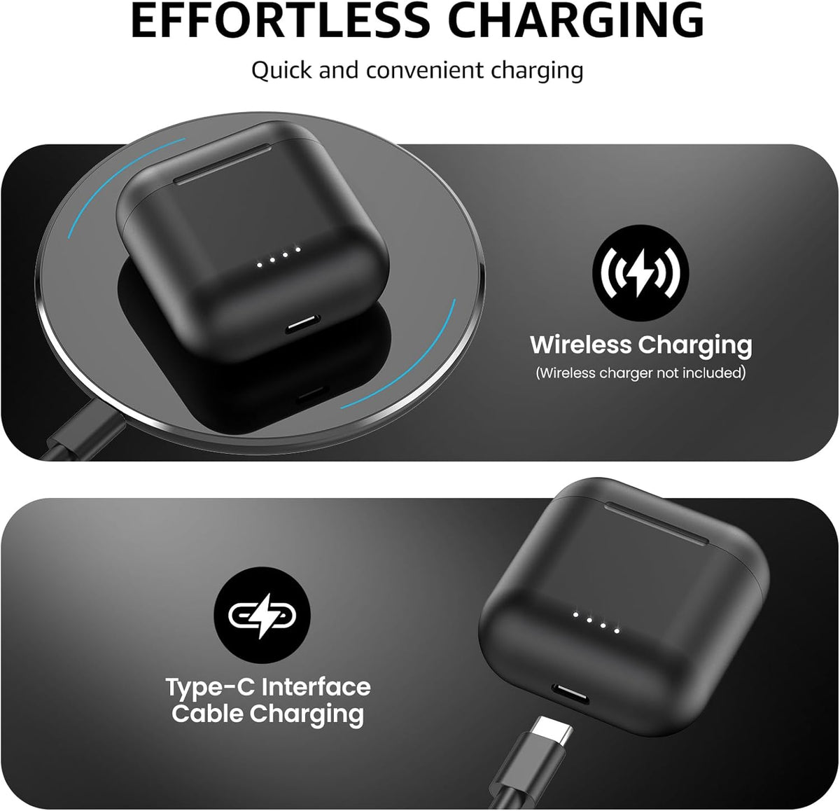 TOZO T6 Wireless Earbuds, IPX8 Waterproof Ear Buds, Stereo Bass Sound Bluetooth 5.3 Headphones in Ear, 50 Hours Playtime Earphones, Wireless Charging Case, Custom 32 EQ via APP