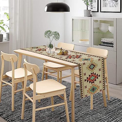 Aztec Southwest Table Runner,Ethnic Geometric Table Runners Dresser Scarves Table Setting Decor for Garden Farmhouse Wedding Party Holiday Dinner Home 13x120 Inch