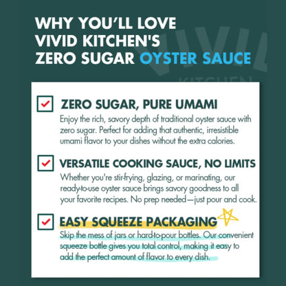 VIVID KITCHEN Oyster Sauce| Zero Sugar & Low-Calorie Sauces | No Preservatives | Versatile, Easy-to-Squeeze (2 Pack) (Oyster Flavor) for Cooking, Stir-Fries, Marinades, and Dipping Sauces