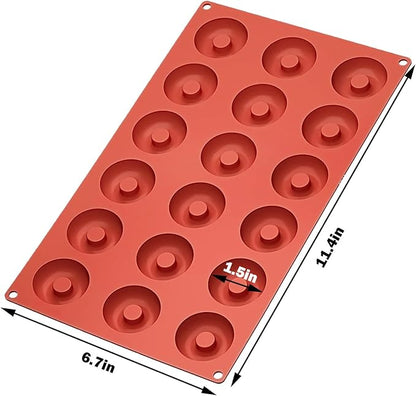 2pcs Mini Donut Pan Silicone Mold for Mini Donut, 18 Cavities Silicone Molds for Donut Home Reusable Donut Baking Pan Tray