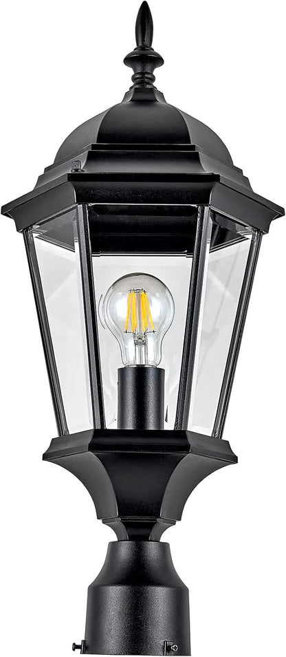 Design House 589192-TBK Traditional Oak Creek Outdoor Post Top Light with Clear Glass for Driveways and Porches, Textured Black