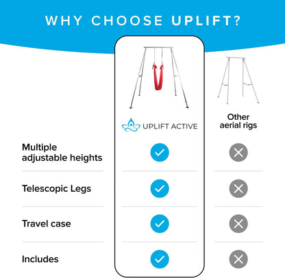 Uplift Active Adjustable Yoga Aerial Rig - Only Premium Home Yoga Stand with Adjustable Height | Portable Stainless Steel Rig | Aerial Fitness, Use with Hoops/Lyra, Silks & Hammock