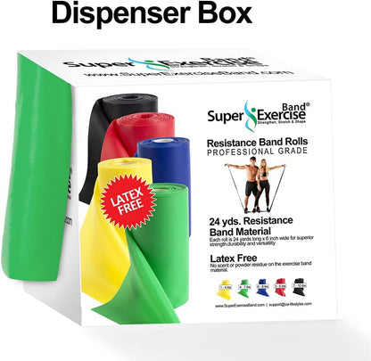 Resistance Band for Working Out - 8,16,24 Yard Resistance Bands Bulk Rolls - 10 Strengths in Light Medium and Heavy Exercise Bands - Latex Free Workout Bands Including iPhone App and e-Book