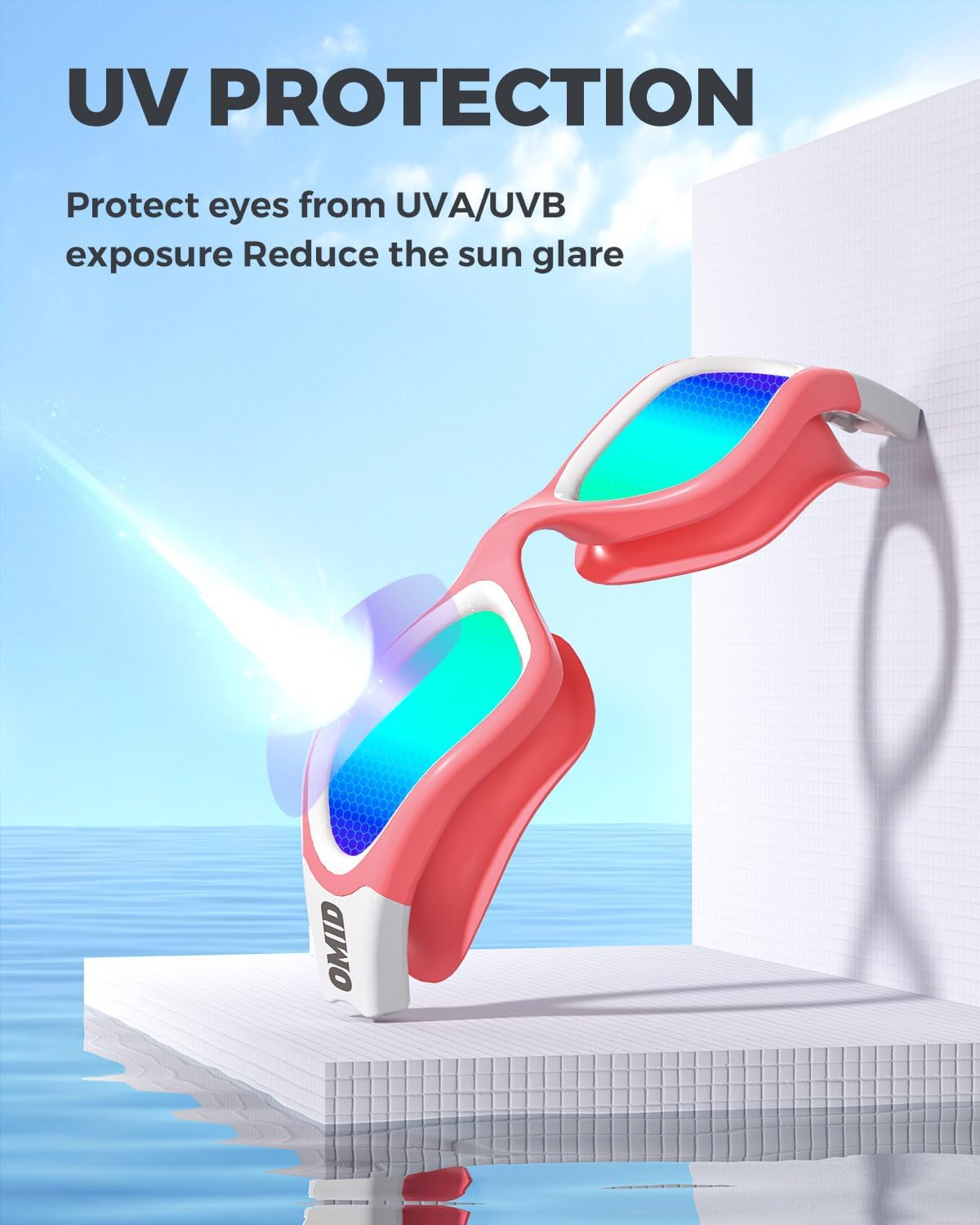 OMID Swim Goggles, P2 Polarized Swimming Goggles for Men Anti-fog Goggles Swimming for Adult Women