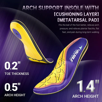 VALSOLE Heavy Duty Support Pain Relief Orthotics - 220+ lbs Plantar Fasciitis High Arch Support Insoles for Men Women, Flat Feet Orthotic Insert, Work Boot Shoe Insole, Absorb Shock with Every Step