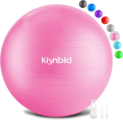 Exercise Ball, Extra Thick Yoga Ball for Workout Pregnancy Stability, 4 Sizes Anti-Burst Balance Ball with Foot Pump - Heavy Duty Fitness Ball Chair for Office, Home & Gym