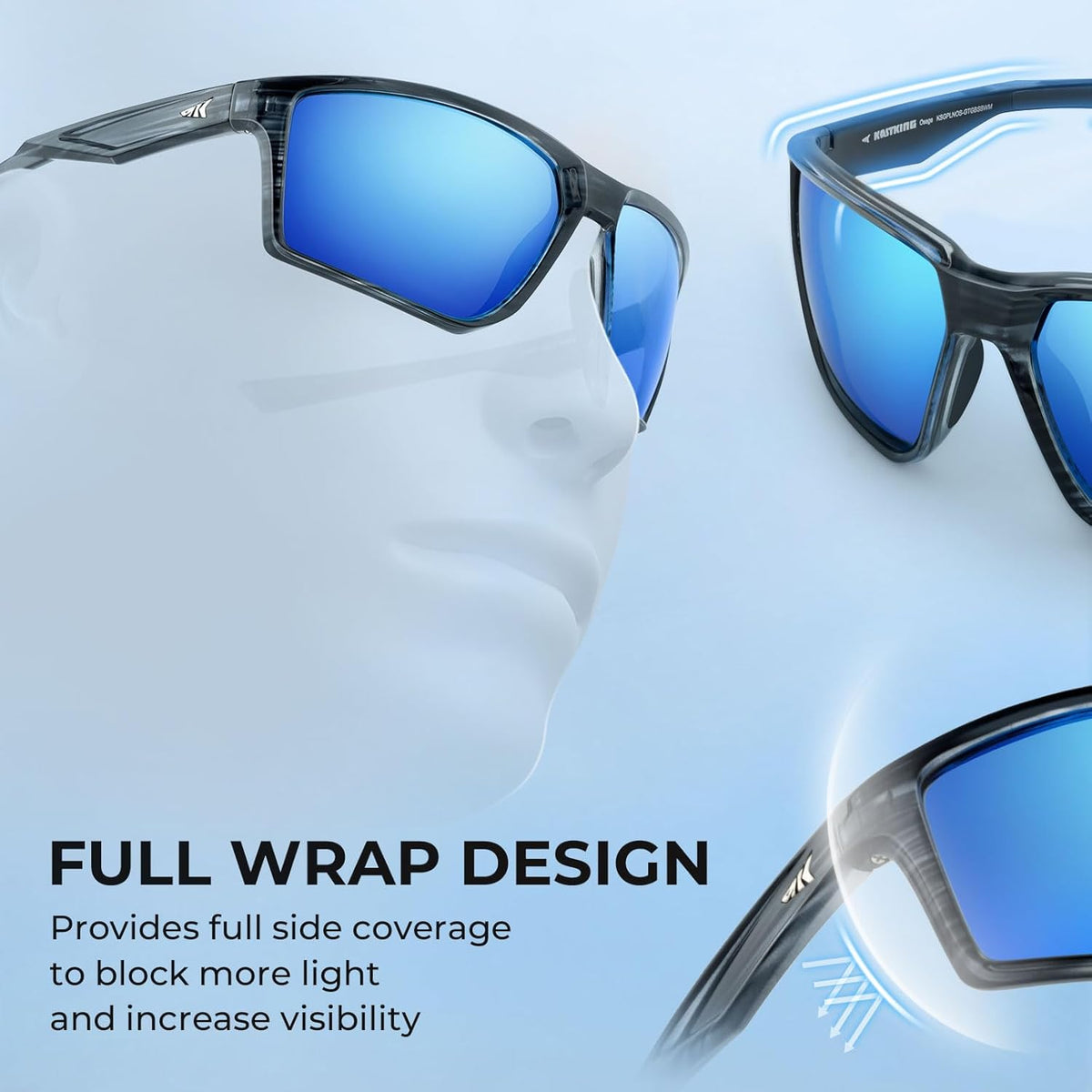 KastKing Osage Polarized Sport Sunglasses for Men and Women, Ideal for Driving Fishing Cycling Running, UV Protection